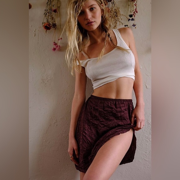 Free People Shine Time Half Slip Skirt Plum Jam Small - Picture 2 of 4